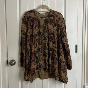 Autumn abstract floral printed swing tunic